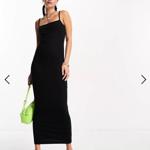 ASOS  COLLUSION square neck cami maxi dress in black - Picture 1 of 4